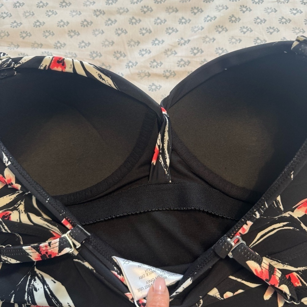 SurfGear NWT Black Floral Women's Large Tankini Swim Top - Picture 6 of 7